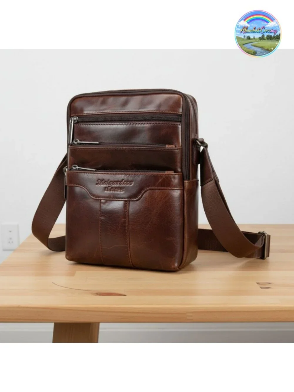 Genuine Leather Small Messenger Sling Crossbody Bag Business Travel